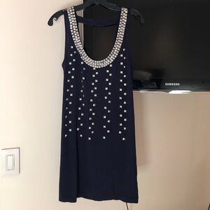 Cute Navy blue dress with silver metal detailing